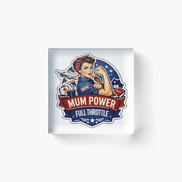 Item preview, Mum Power, Full Throttle retro Rosie the Riveter Inspired Design designed and sold by MuggyandMo.