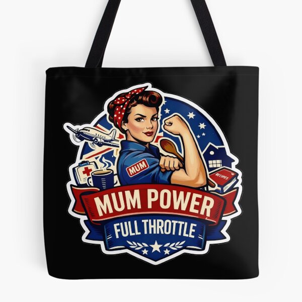 Item preview, Mum Power, Full Throttle retro Rosie the Riveter Inspired Design designed and sold by MuggyandMo.