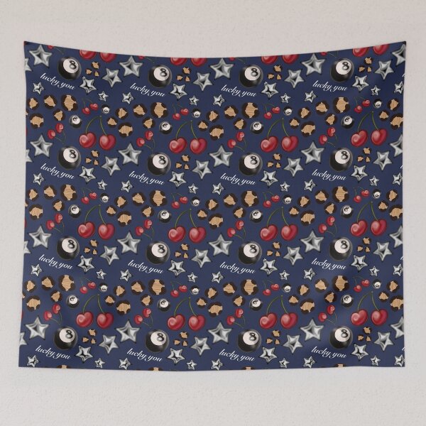 Item preview, Navy Blue Cherry Lucky 8 Ball Star Leopard Pattern designed and sold by issie kate.