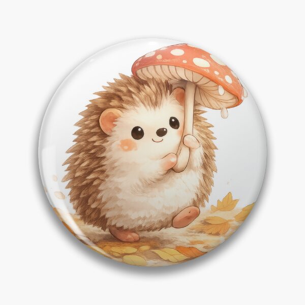 Item preview, Cute hedgehog holding a mushroom umbrella with falling autumn leaves designed and sold by jgvisualarts.
