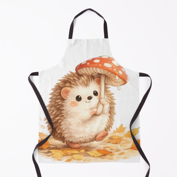 Item preview, Cute hedgehog holding a mushroom umbrella with falling autumn leaves designed and sold by jgvisualarts.