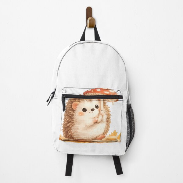 Item preview, Cute hedgehog holding a mushroom umbrella with falling autumn leaves designed and sold by jgvisualarts.