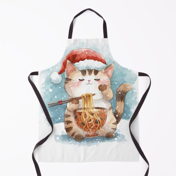 Item preview, Santa Cat eating Ramen noodles designed and sold by JosueShop101.