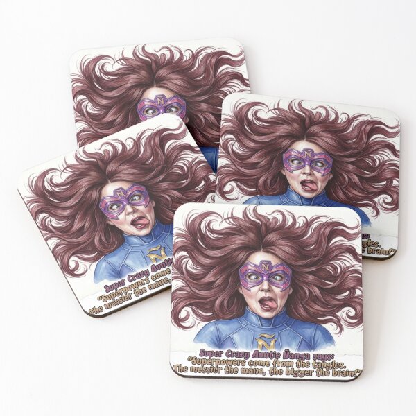 Item preview, Super Crazy Auntie Ñanga Messy Mane: Funny Brainy Superhero Art designed and sold by KabronX.