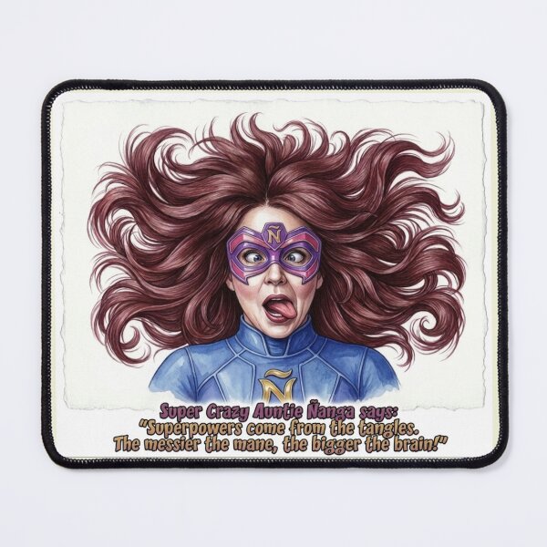 Item preview, Super Crazy Auntie Ñanga Messy Mane: Funny Brainy Superhero Art designed and sold by KabronX.