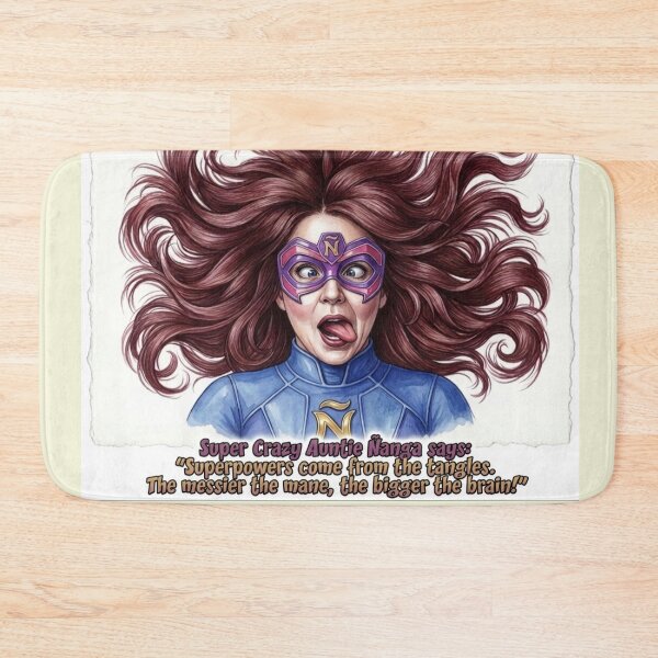 Item preview, Super Crazy Auntie Ñanga Messy Mane: Funny Brainy Superhero Art designed and sold by KabronX.