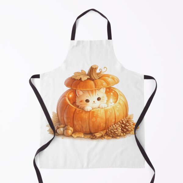 Item preview, Cute kitten inside a glowing pumpkin with autumn leaves and pinecones designed and sold by jgvisualarts.