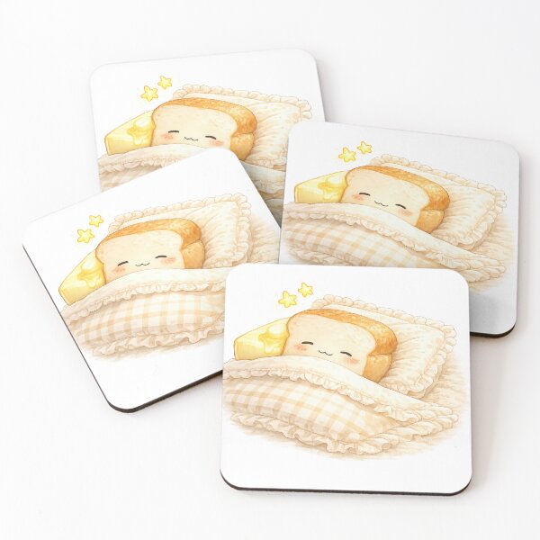 Item preview, Cute sleeping bread slice tucked into bed with butter pillow designed and sold by jgvisualarts.