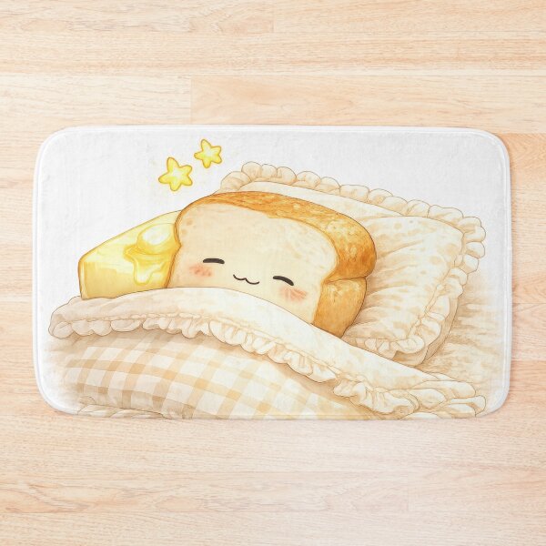 Item preview, Cute sleeping bread slice tucked into bed with butter pillow designed and sold by jgvisualarts.