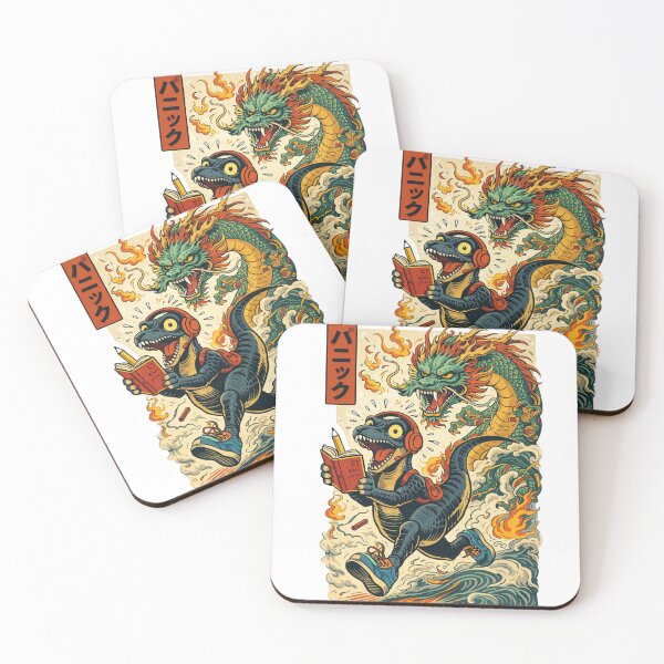 Item preview, Funny Samurai Dino Reading Book With Dragon Art designed and sold by ZenvyraLab.