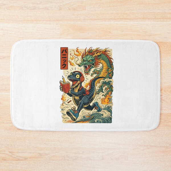 Item preview, Funny Samurai Dino Reading Book With Dragon Art designed and sold by ZenvyraLab.