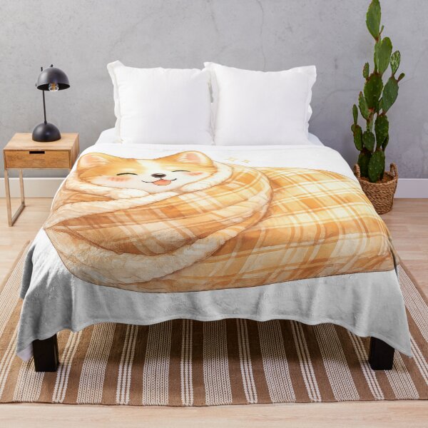 Item preview, Cute corgi puppy wrapped in a plaid blanket cozy designed and sold by jgvisualarts.