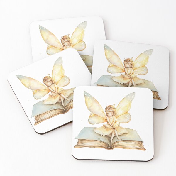 Item preview, The Reading Fairy Whimsical Watercolor Bookworm Art designed and sold by VineVibe16Studio.
