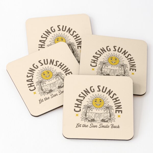 Item preview, Chasing Sunshine Retro Smiling Sun Tropical Waterfall Vintage Style Design designed and sold by adipra.