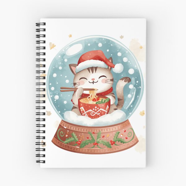 Aperçu de l'œuvre Boule à neige Chat mangeant des ramen créée et vendue par JosueShop101.