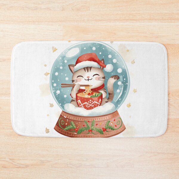 Aperçu de l'œuvre Boule à neige Chat mangeant des ramen créée et vendue par JosueShop101.