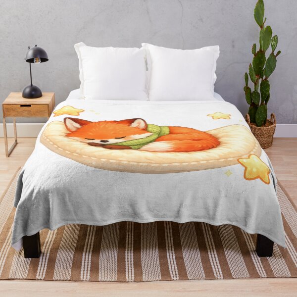 Item preview, Cute sleeping fox curled on a crescent moon pillow with stars designed and sold by jgvisualarts.