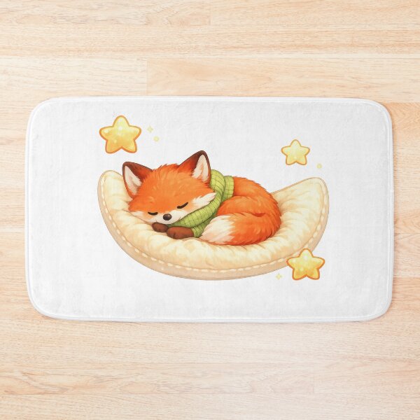 Item preview, Cute sleeping fox curled on a crescent moon pillow with stars designed and sold by jgvisualarts.