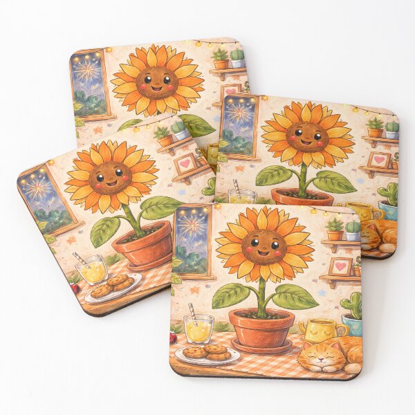 Item preview, Cute Crayon Sunflower – Cozy Cottagecore Cartoon Flower Art designed and sold by Flora 96.