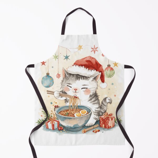 Item preview, Santa cat eating ramen designed and sold by JosueShop101.