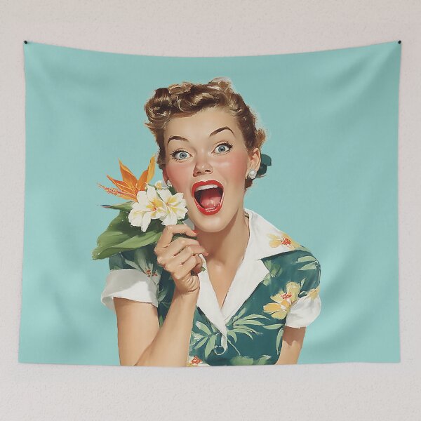 Item preview, Vintage Pin-Up Floral Surprise designed and sold by junkydotcom.