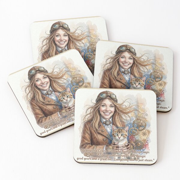Item preview, Steampunk Auntie Ñanga Crazy Cat Lady: Victorian Gears & Whimsy Art designed and sold by KabronX.