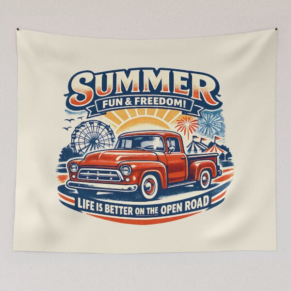 Item preview, Summer Fun and Freedom Vintage Truck Americana designed and sold by SplashTastic.