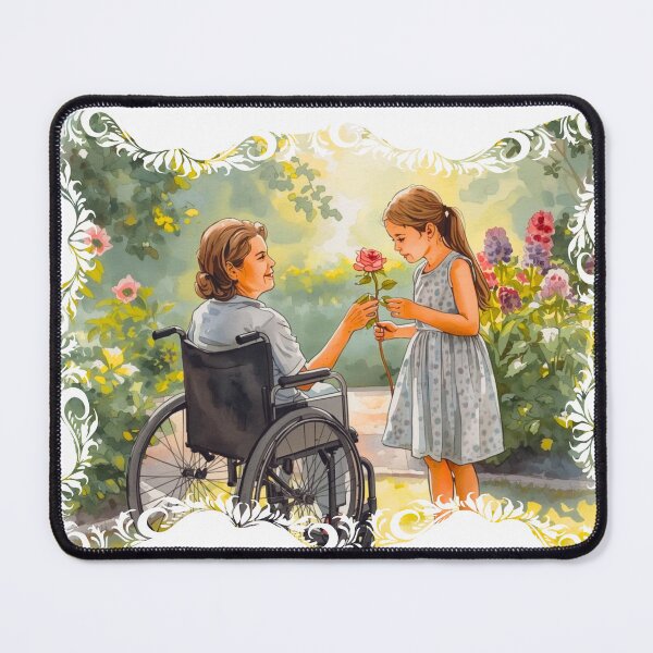 Item preview, Grandmother and granddaughter in wheelchair in the garden designed and sold by CeciliaGomezArt.