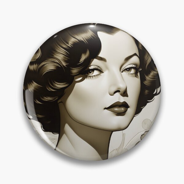 Item preview, Myrna Loy - Oblique Ink and Floral #24017 - Hollywood Legends Art Nouveau Illustration designed and sold by centuryretromedia.