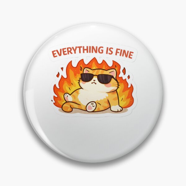Item preview, Everything Is Fine Cat Sticker Funny Dark Humor Mood designed and sold by Luxers Sticker Shop.