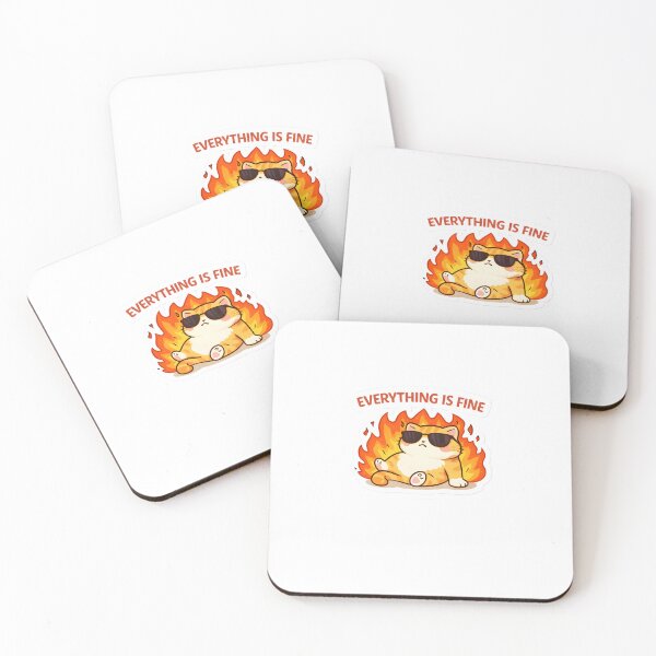 Item preview, Everything Is Fine Cat Sticker Funny Dark Humor Mood designed and sold by Luxers Sticker Shop.