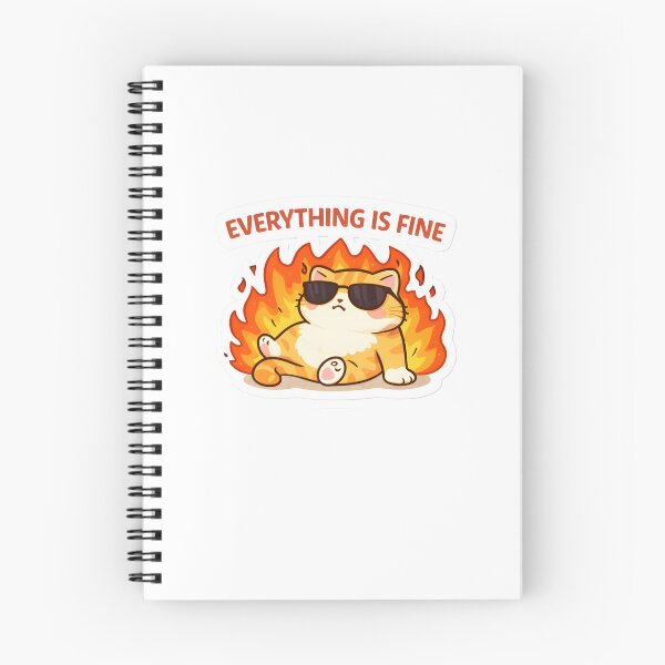 Item preview, Everything Is Fine Cat Sticker Funny Dark Humor Mood designed and sold by Luxers Sticker Shop.