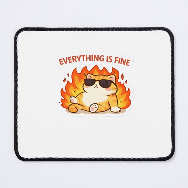 Item preview, Everything Is Fine Cat Sticker Funny Dark Humor Mood designed and sold by Luxers Sticker Shop.
