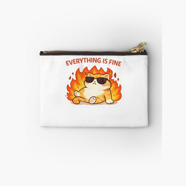Item preview, Everything Is Fine Cat Sticker Funny Dark Humor Mood designed and sold by Luxers Sticker Shop.