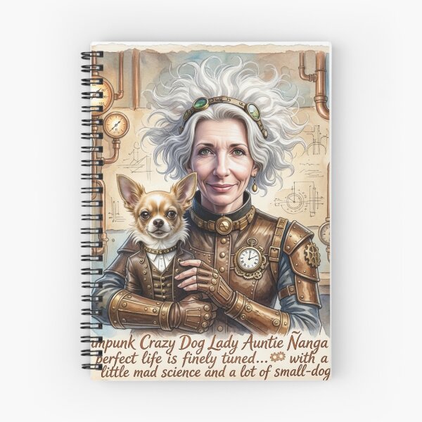 Item preview, Steampunk Auntie Ñanga Crazy Dog Lady: Mad Science & Chihuahua Art designed and sold by KabronX.