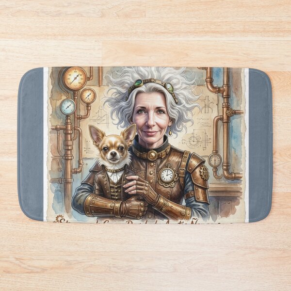 Item preview, Steampunk Auntie Ñanga Crazy Dog Lady: Mad Science & Chihuahua Art designed and sold by KabronX.