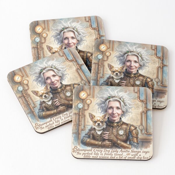 Item preview, Steampunk Auntie Ñanga Crazy Dog Lady: Mad Science & Chihuahua Art designed and sold by KabronX.