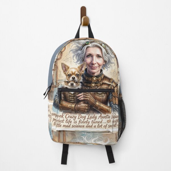 Item preview, Steampunk Auntie Ñanga Crazy Dog Lady: Mad Science & Chihuahua Art designed and sold by KabronX.