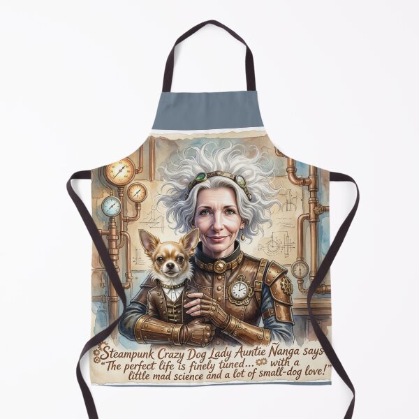 Item preview, Steampunk Auntie Ñanga Crazy Dog Lady: Mad Science & Chihuahua Art designed and sold by KabronX.