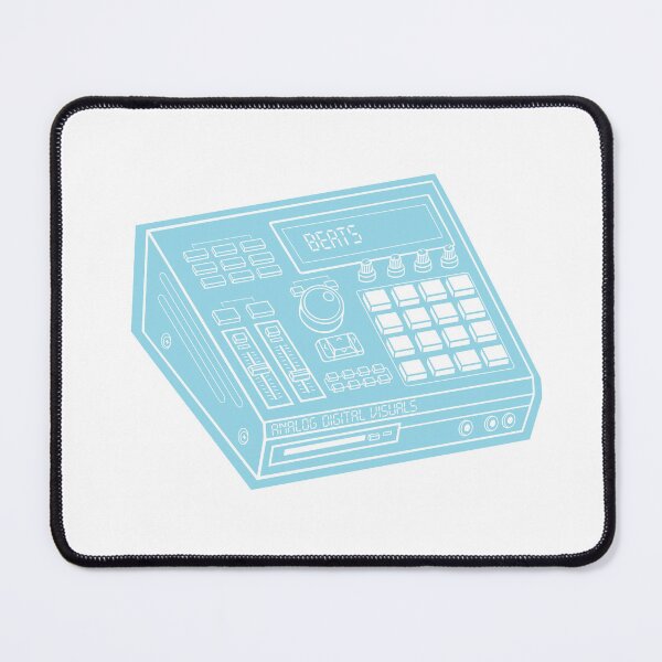 Item preview, MPC Beat Machine Hip Hop Producer Tee (White Lines + Cornflower Blue Drop Shadow) – Boom Bap Sampler Beatmaker Streetwear T-Shirt designed and sold by analogdigitalvz.