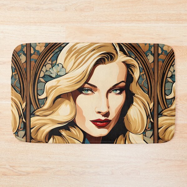 Item preview, Veronica Lake - Oblique Ink and Floral #24022 - Hollywood Legends Art Nouveau Illustration designed and sold by centuryretromedia.