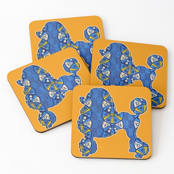 Item preview, Blu and Gold Disc African Print Poodle  designed and sold by artbyomega.