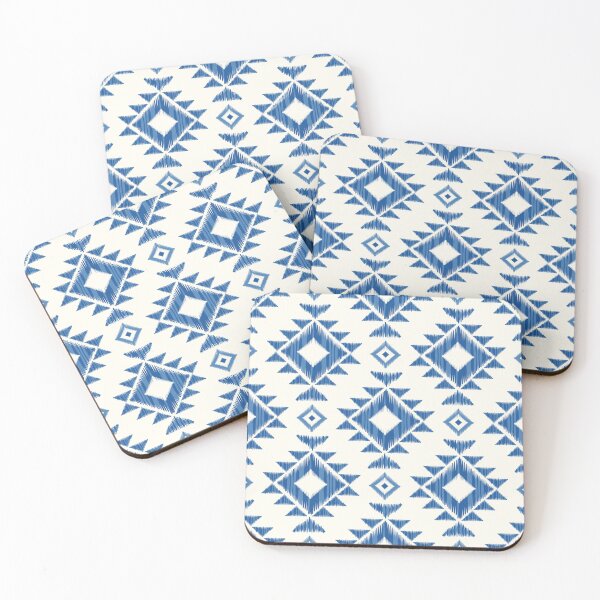 Item preview, Indigo Ikat Geometric Seamless Pattern on Cream Background designed and sold by PAWIRADA.