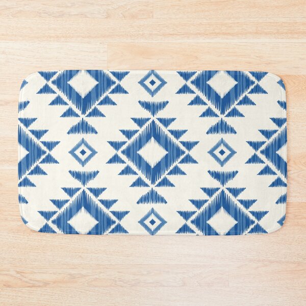 Item preview, Indigo Ikat Geometric Seamless Pattern on Cream Background designed and sold by PAWIRADA.