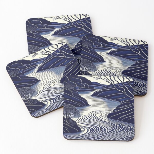 Item preview, Beautiful royal blue line pattern landscape  designed and sold by NivyasArtistry.