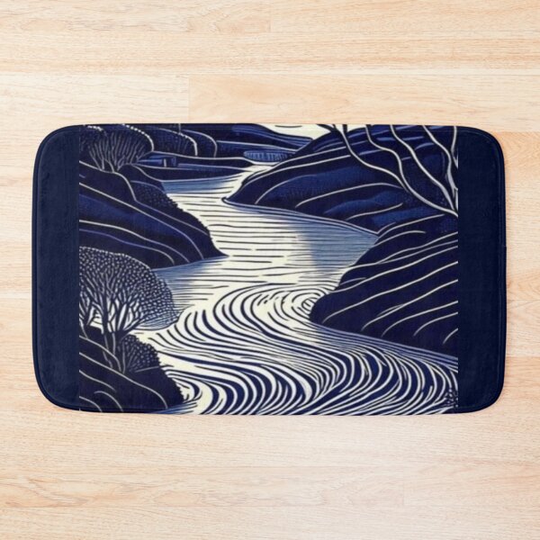 Item preview, Beautiful royal blue line pattern landscape  designed and sold by NivyasArtistry.