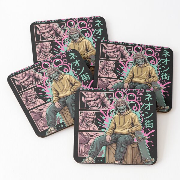 Item preview, Neon Streets Samurai Skater - Japanese Aesthetic Art designed and sold by Ossvio.