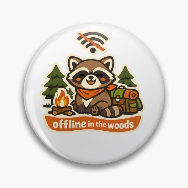 Item preview, Offline in the Woods – Cute Kawaii Raccoon Camping Aesthetic Sticker designed and sold by Naviora.