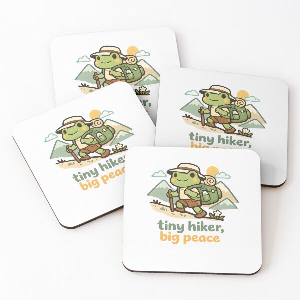 Item preview, Tiny Hiker Big Peace – Cute Kawaii Frog Hiking Aesthetic Sticker designed and sold by Naviora.