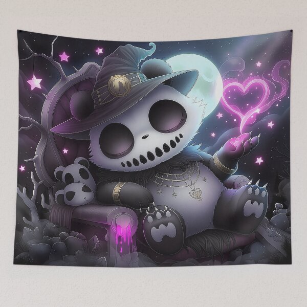 Item preview, Witchy Skull Panda Dark Magic Heart Spell Art designed and sold by DonaldWaltersxx.